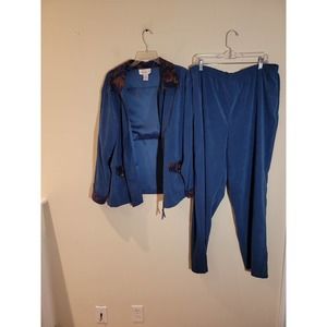 Susan Graver Western Tapestry Women's Blue Stretch Pantsuit Size 1X